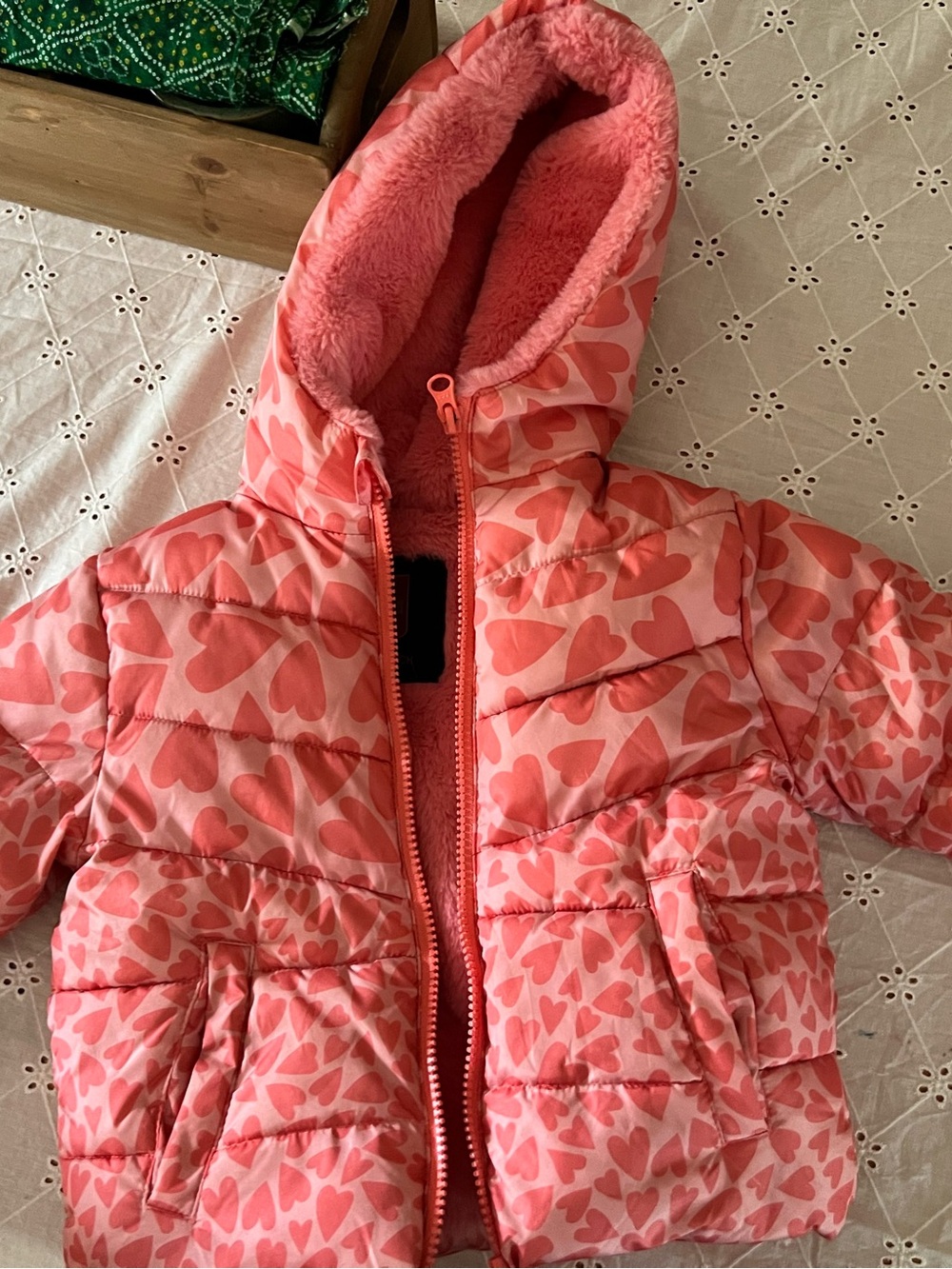18 month Pink Heart Puffer Jacket with Hood